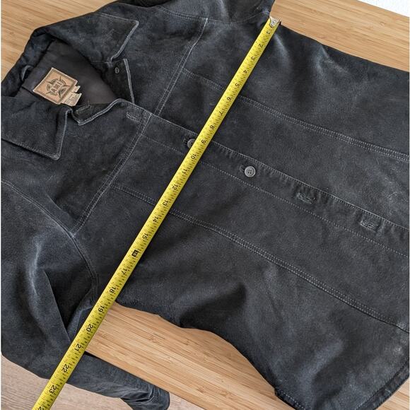 AMI Vintage 80's Black Suede Leather Button Shirt Jacket Shacket, size S - Picture 8 of 9